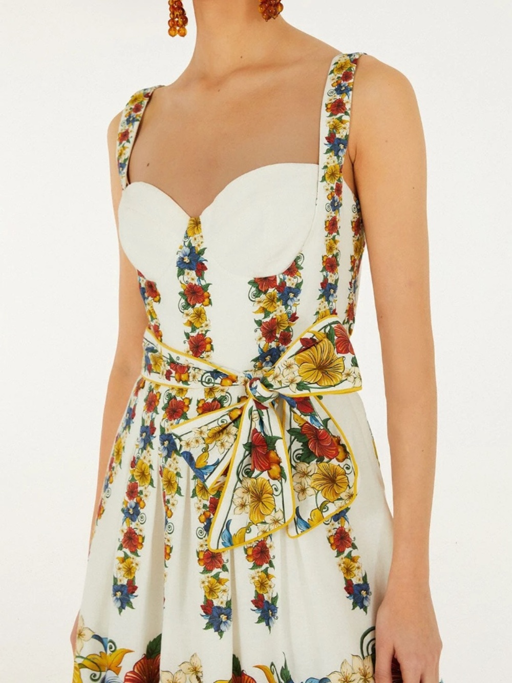 NWT Farm Rio | Off-White Tropi Belted Mini Dress